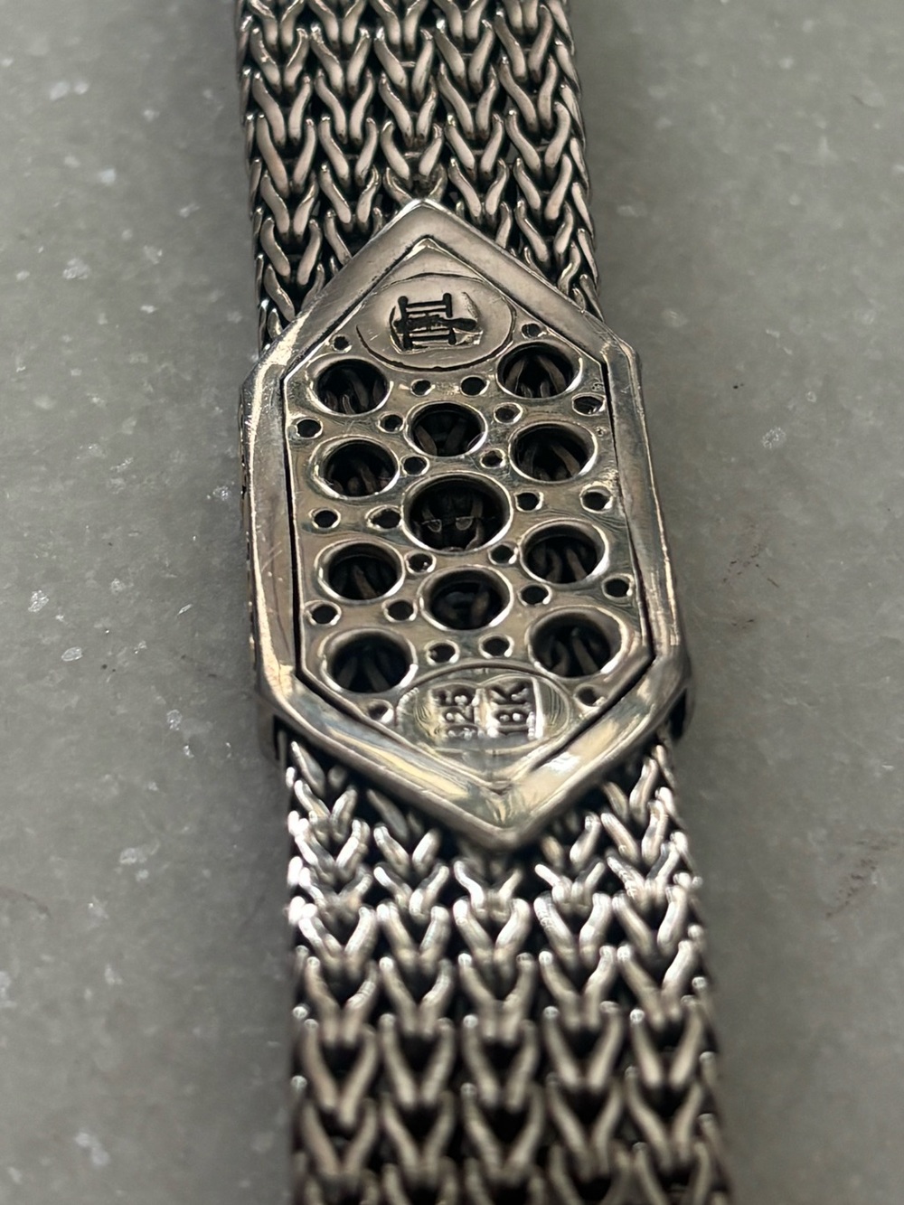 John Hardy 925 Sterling Silver 18K Gold Dot Wide Mesh Woven Bracelet 7.5” 50.63g - Picture 5 of 9